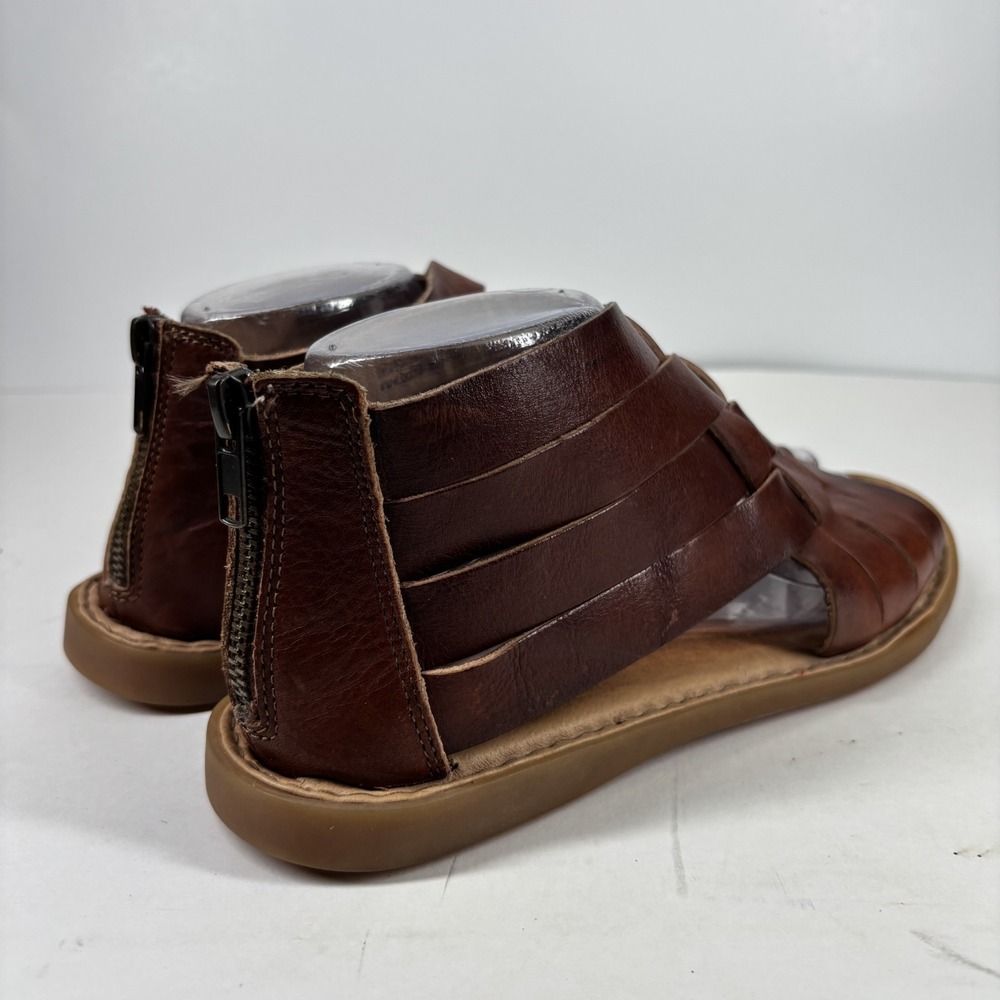 Born Iwa Women's US 9M Brown Leather Woven Gladiator Flat Zip Sandals BR0032992 - Picture 12 of 16